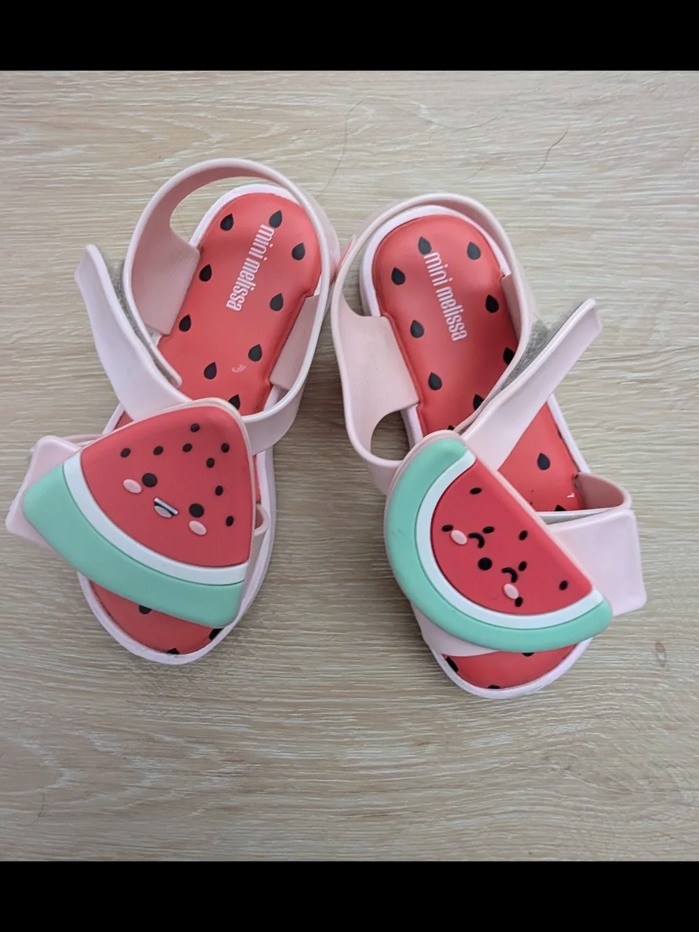 Mini Melissa Jump Fruitland Watermelon Pink Velcro Strap Girls/Kids Size 11